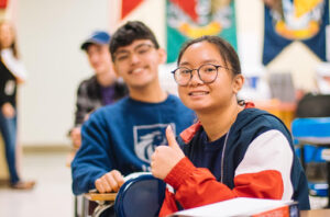 New York student in class