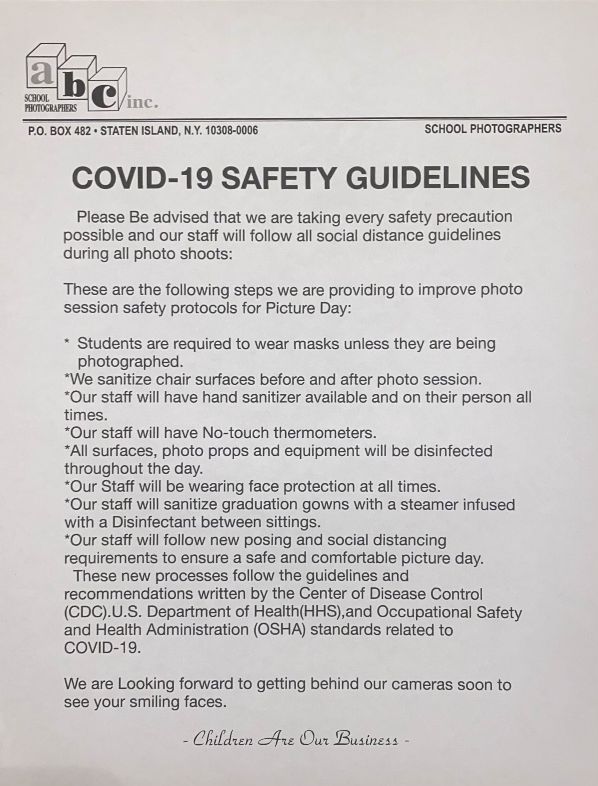 COVID 19 SAFETY GUIDELINES